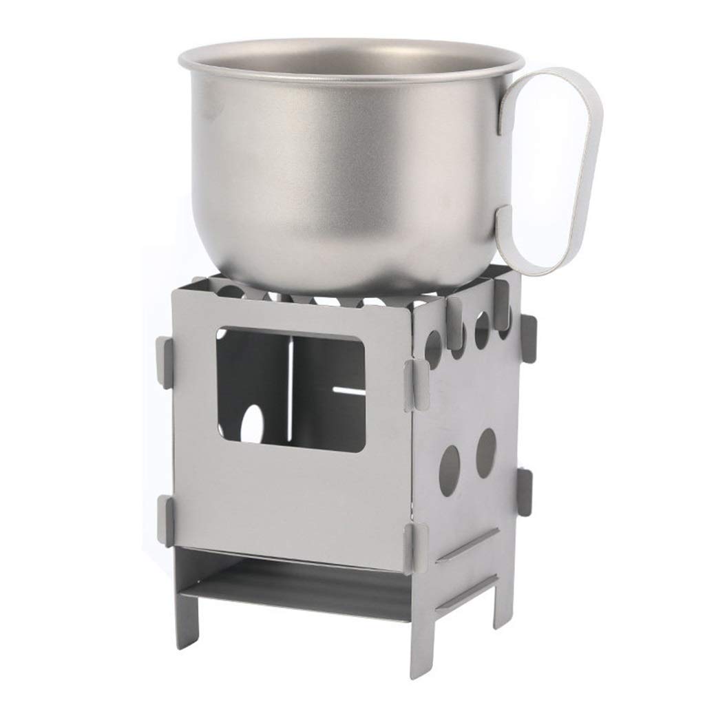 Réchaud de camping Réchaud à bois en titane pur pliable portable Réchaud à alcool léger pour le camping en plein air Randonnée Pique-nique BBQ Réchauds de camping ( Couleur : Argent , Taille : 9.2*9