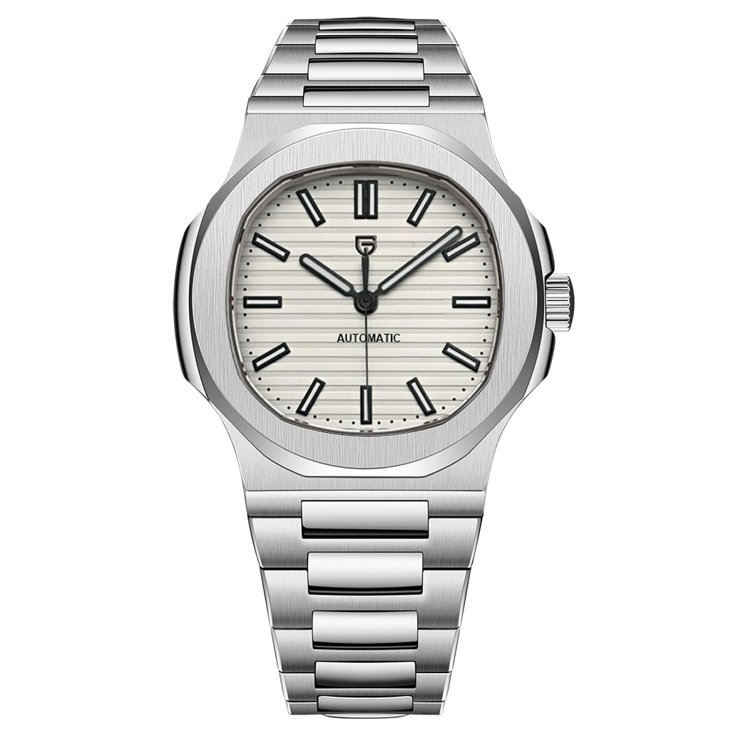 DAOLVENPagani Design 1728 Automatic Watches for Men, Fashion Mens Self Winding Watch with Full Stainless Steel 100M Waterproof Screw Down Crown Mechanical Wristwatch