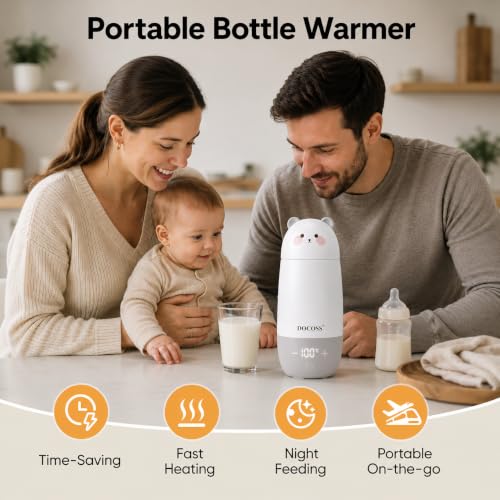 Image of Docoss 2 in 1 -Rechargeable Portable Electric Kettle 500ml for Travel, Milk warmer For Babies,Kettle for Hot Water & Milk From 34c to 100c Water Heater,10000 mAh Battery with Temperature control