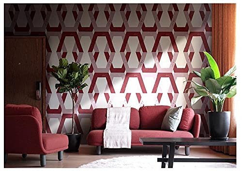 Papier peint gaufré rouge avec effet relief 3D géométrique et moderne