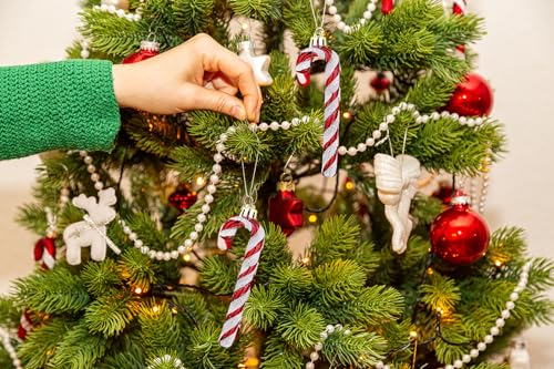 12Pack Christmas Glitter Candy Cane, Twisted Crutch Canes Christmas Tree Pendant Hanging Decoration for Xmas Gift Home Party Ornaments (Red) - Image 3