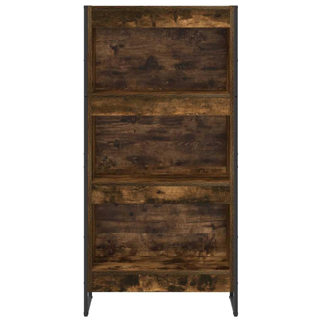 Regał na książki, kolor dymny, 80 x 30 x 155 cm, materiał drewnopochodny, przemysłowy regał stojący z 5 półkami, do salonu, biura, sypialni