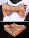 HISDERN Bowties Men Self Tie Orange Paisley Bow Ties for Men Pocket Square Set Classic Business Formal Tuxedo Mens Bowtie Handkerchief for Wedding Party