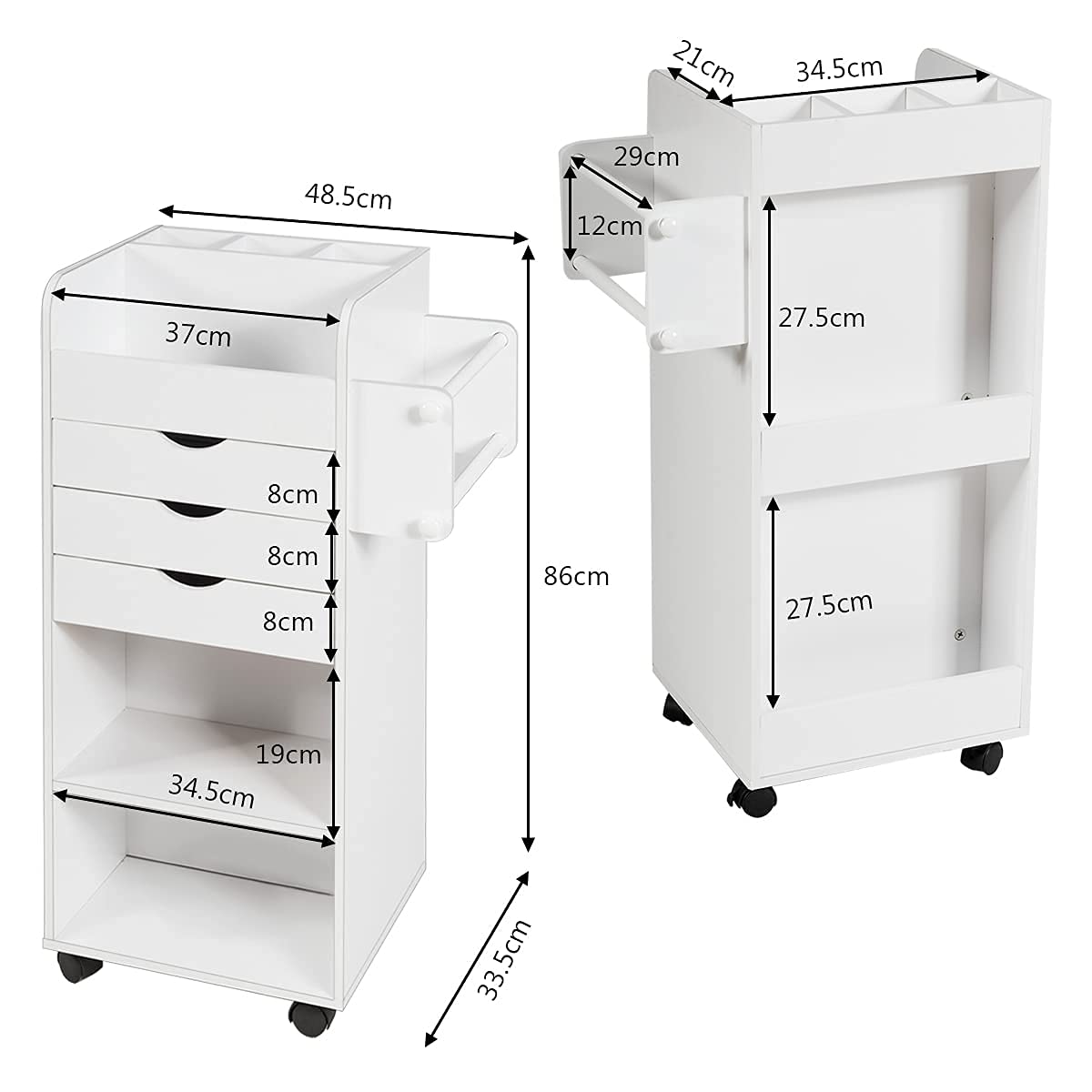 FKW113-WN Desserte Cuisine à roulettes Meuble Cuisine Rangement