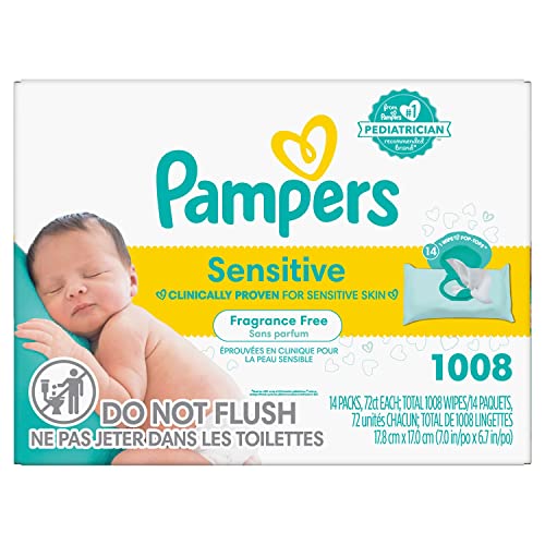Image of Pampers Baby Wipes Sensitive 18 count Pop-Top Packs, 1008 Wipes Total