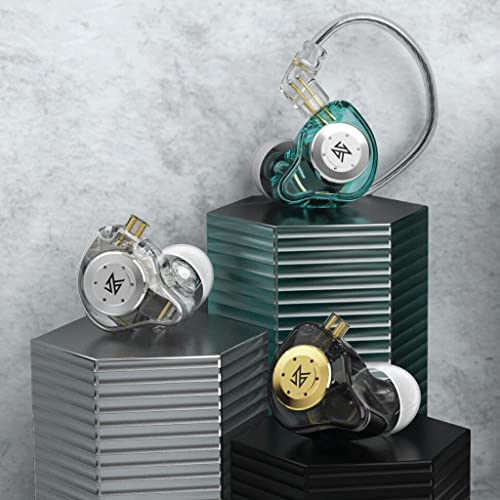 Image of Concept Kart KZ EDX Pro IEM Earphone, HiFi Stereo Special Dual Magnetic Circuit Dynamic Driver Resin Inlay Metal Process in-Ear Monitors Earbuds with 5N OFC 2Pin Detachable Cable (Cyan, with Mic)