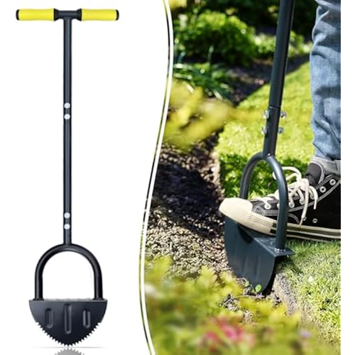 Colwelt Saw-Tooth Edger Lawn Tool, Half Moon Lawn Edger with T-Grip, Sidewalk Grass Long Handled Step Edger, 38-Inch