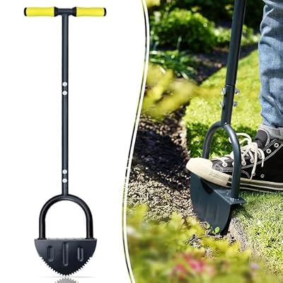 Colwelt Saw-Tooth Edger Lawn Tool, Half Moon Lawn Edger with T-Grip, Sidewalk Grass Long Handled Step Edger, 38-Inch
