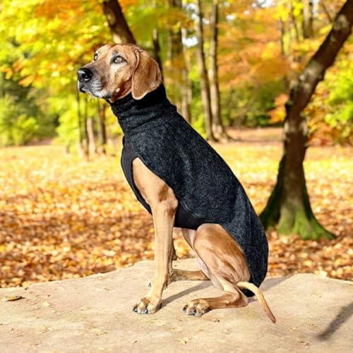 EDEL&SCHNELL Hundemantel wasserdicht, Woll-Wintermantel für Ridgebacks, Dalmatiner, Weimaraner und andere schlanke Rassen, Hunde Wintermantel Größe 70-75