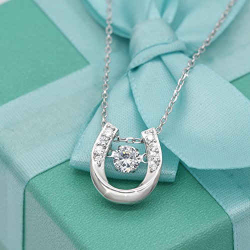 925 Sterling Silver Lucky Horseshoe with CZ Cute U Pendant Necklace Women Jewelry set4