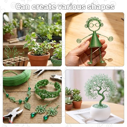 Image of Tenn Well 165ft 18 Gauge Aluminum Craft Wire Green Bendable for Jewelry | Bendable metal wire for sculpting, floral making, wreath making, wire wrapping, Christmas