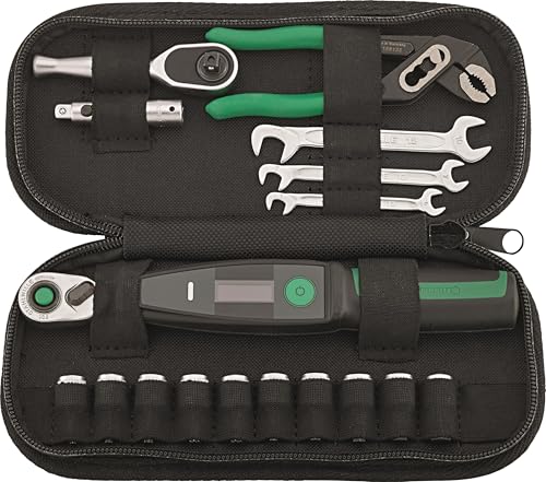 STAHLWILLE Juego de herramientas para bicicleta (18 piezas, llave dinamométrica electrónica de 1/4', 1-20 Nm, Torx y hexágono interior, en práctica bolsa para marco)