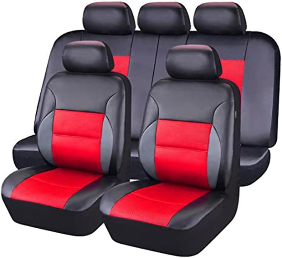 Ensembles de Housses Siège Voiture pour OP-EL Astra 2door 2007 2008-2015,Respirant Anti-dérapant ImperméAble Cuir Couvre Siege,Protege Siege Voiture Housses,D/Red