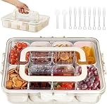 Dinhauyon Snackle Box, Bento Snack Box with 8 Compartments & Utensils, Portable Sectioned Box for snack, Ideal for Airplane Travel and Picnics