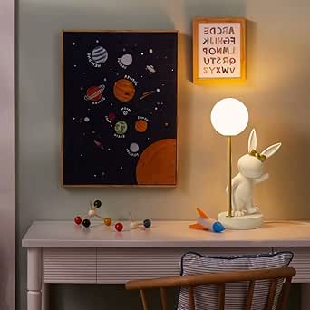 Kids Desk Lamp With Night Light - Pink Rabbit LED Reading Lamp For Girls Bedroom