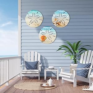 3 Pcs summer Coastal Wall Decor Beach Wall Art Decor Blue Sea Turtle Surfboard Seahorse Starfish Seashell Conches Crabs Sea Life Decor for Bathroom Bedroom Home (Sand Dollar Style) 3 Pcs summer Coastal Wall Decor Beach Wall Art Decor Blue Sea Turtle Surfboard Seahorse Starfish Seashell Conches Crabs Sea Life Decor for Bathroom Bedroom Home Sand Dollar Style