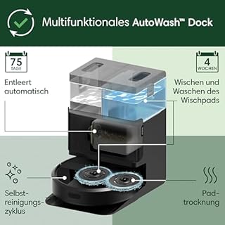 iRobot Roomba Plus 405 Combo Robot + AutoWash Dock Saugroboter mit Wischfunktion - Clearview LiDAR - 7000Pa - DualClean Wischpads - SmartScrub - Teppicherkennung - 75 Tage Entleerung - Schwarz