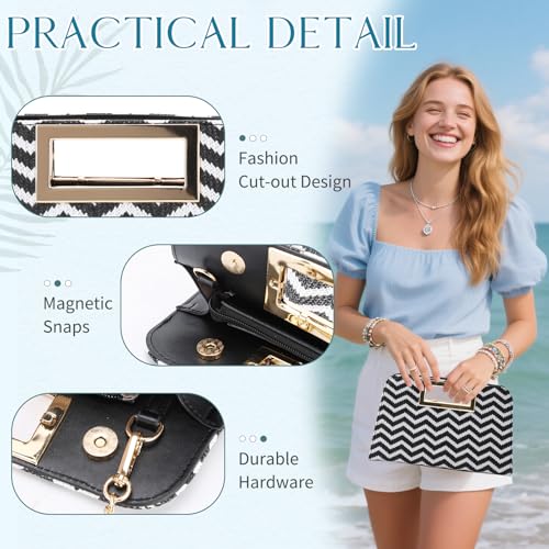 Image of VASCHY Clutch Purse for Women,Fashion Vegan Leather Cut-Out Handle Evening Handbag Crossbody Shoulder Bag for Wedding,Party