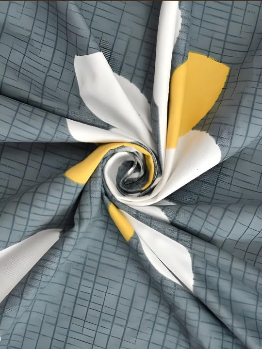 Image of 380 TC Premium Glace Cotton Elastic Fitted Bedsheet King Size with 2 Pillow Covers King Size | Double Bed with All Around Elastic (Grey Yellow, Fitted - 72 inchx78 inch King)