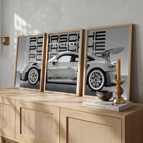 Image of kotart Sports Car Framed Posters Gift Items for Boys Room Wall Decoration Bedroom Living Room Office Studio Decor | Car Poster Frame for Wall Decor Set Of 3 Size (13 X 17 inch)