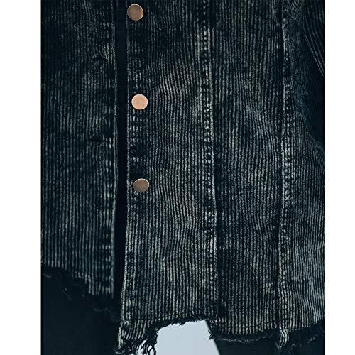 Hixiaohe Women's Casual Oversized Button Down Corduroy Shirt Jacket Coat Washed Retro Shacket3
