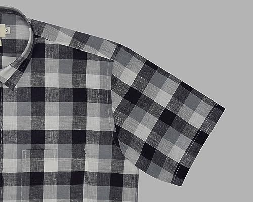Image of GHPC 100% Cotton Checkered Half Sleeves Regular Fit Formal Shirt for Men