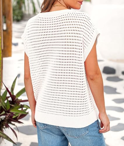 PRETTYGARDEN Womens Spring Tops 2025 Summer Shirts Crochet Cap Sleeve Sweater Pullover Cute Beach Vacation Clothes2