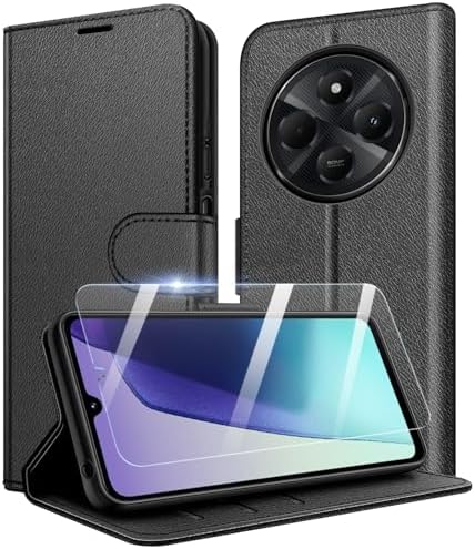 MIKULLE Cover For Xiaomi Redmi 14C 4G / Redmi A4 5G 6.88 Inches, Premium PU Leather Flip Wallet Magnetic Shockproof Protection Book Case With Cart