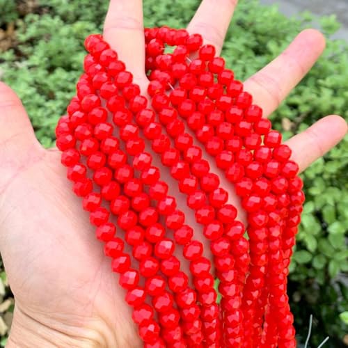 Image of 350pcs Czech Faceted Rondelle Crystal Glass Beads 8mm Bulk Coral red