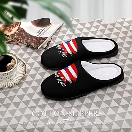 Puerto Rican Flag Plush Slippers Funny Graphic Footwear Cotton House Shoes for Men Indoor Outdoor4