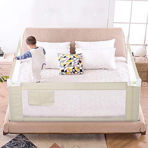 Liusin Bed Rails for Toddlers and Kids - Extra Long Height Adjustable Safety Bed Rail Guard Vertical Down Lifting with Lockable Buckle for Kids Twin, Double, Queen & King Size Bed(59 inches)