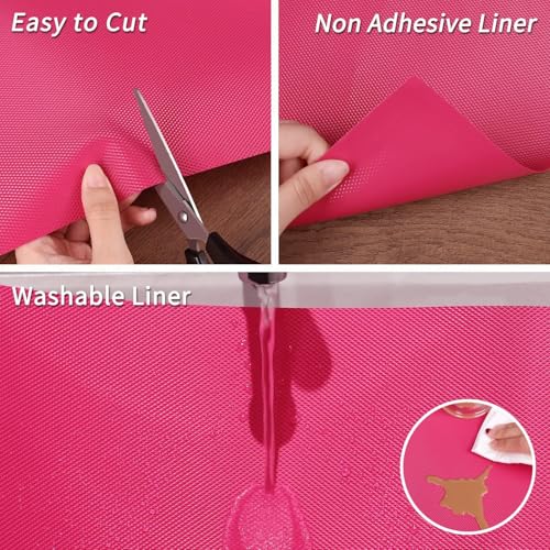 Image of Crasts Multipurpose Super Strong EVA Anti-Slip Kitchen Mats for Cupboard | Washable Shelf Liners for Kitchen Shelves, Cabinet Placemats (Pink, 45W x 500L cm (5L m))