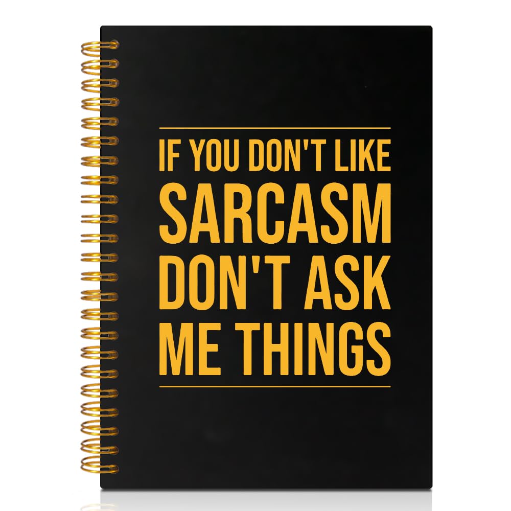 PUVOXHO If You Don't Like Sarcasm Don't Ask Me Things - Taccuino a spirale con 160 pagine bianche, regalo per scherzi in ufficio, regalo per colleghi, regali divertenti per donne, uomini, capo,