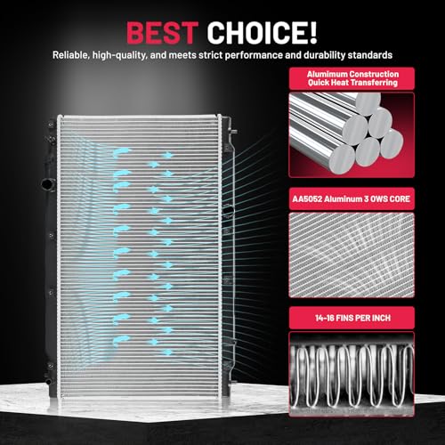 Image of BDFHYK 13626 Aluminum Radiator for Honda CR-V 2017-2022, CU13626 DPI 13626, 1-Row 16mm Core, Direct Fit Replacement, OE 19010-5PA-A01