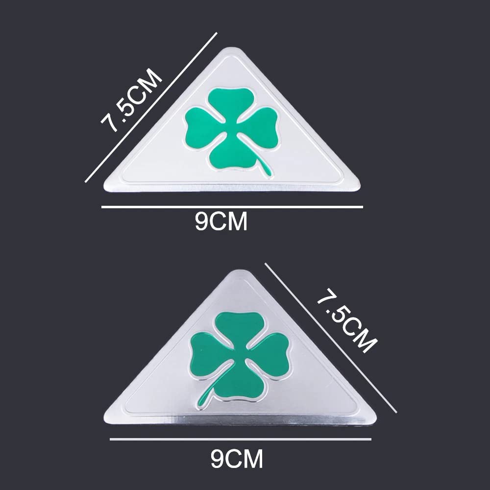 Coppia 2 Stemma Logo Triangolo Cromato con Quadrifoglio Verde QV Grandi Compatibile Per Alfa Romeo Sportiva Giulietta Mito Giulia Stelvio 147 159 Spider 4C Fregio Stemma Laterale