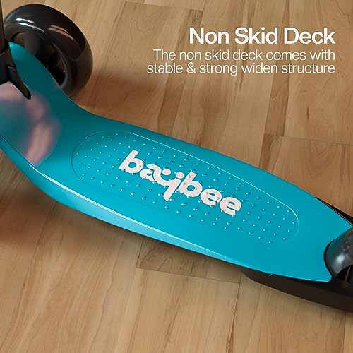 Image of Baybee Alpha Kick Scooter for Kids, Smart 3 Wheel Kids Scooter with 4 Height Adjustable Handle, Runner Scooters with Led PU Wheels & Brake, Skate Scooters for Kid 3 to 10 Years Boys Girls (Teal)