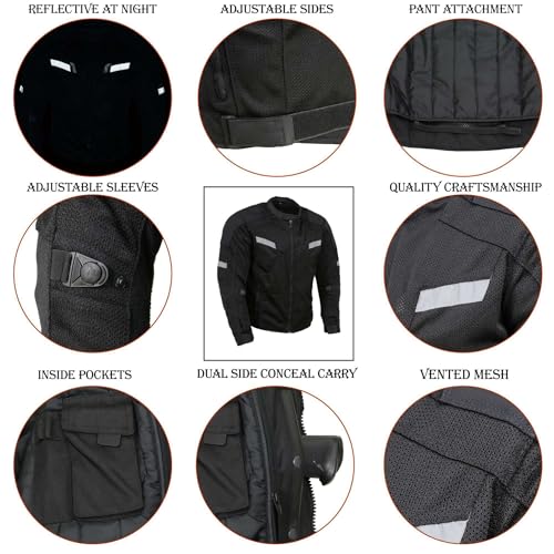 Image of Milwaukee Leather Men's CE Armored All-Season Motorcycle Jacket - Impact Protection Textile Racer Design - Small