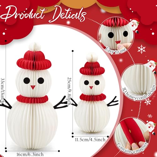 Meiduo Snowman Decor, 2 Pcs Honeycomb Paper Christmas Table Centerpieces - image 2