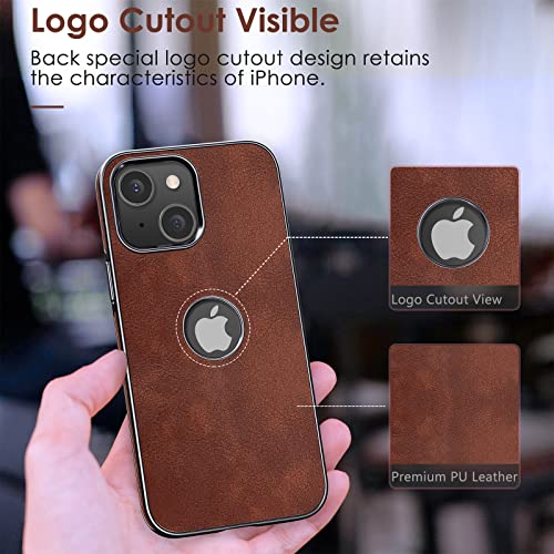 LOHASIC for iPhone 14 Plus Leather Case for Men, Luxury Slim, Brown - image 4