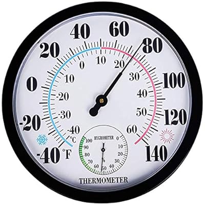 Indoor Outdoor Thermometer Hygrometer - Waterproof Hanging Wall Thermometer Decorative Outdoor Thermometer Large Numbers, No Battery Needed Outdoor Thermometers for Patio