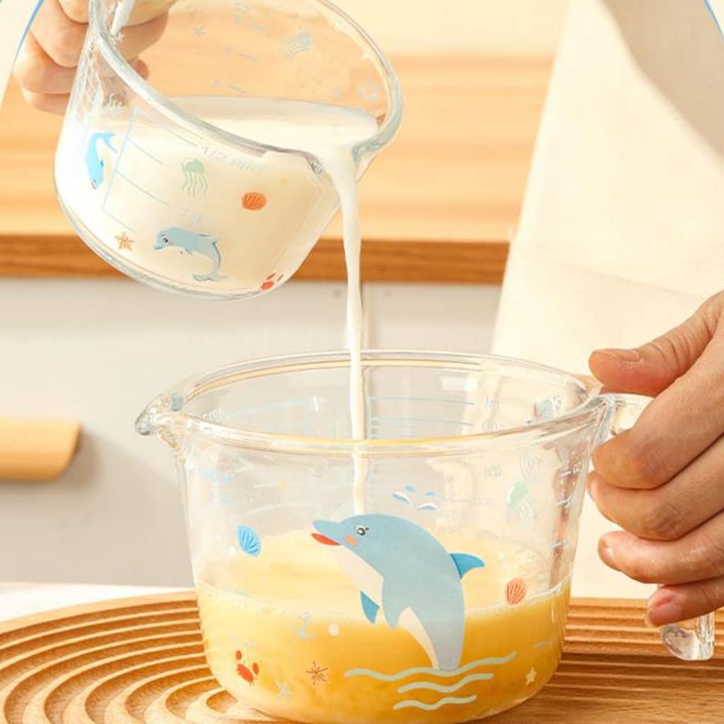 Taza medidora de Vidrio con Escala, Taza de Leche doméstica Resistente a Altas temperaturas, huevera Batida for Hornear en la Cocina con Mango, Taza medidora de Agua(1000ml)
