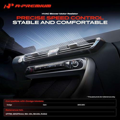 Image of A-Premium Front HVAC Blower Motor Resistor Compatible with Dodge Dart 2013 - Replace# 68163794AA