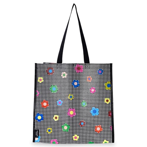 Sac de courses réutilisable Kate Spade grand cabas pliable à motif Jardin Vichy