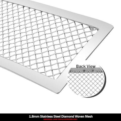 Image of APS Compatible with Chrysler 300C 2005-2010 with Fog Light Main Upper Lower Bumper Stainless Steel Chrome Mesh Front Grill Grille Insert Combo S18-U24877R