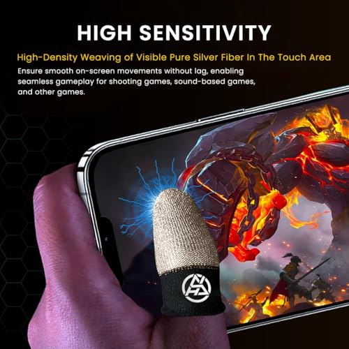 Image of ZORBES 4Pcs Silver Fiber Gaming Finger Sleeves for PUBG Mobile Games