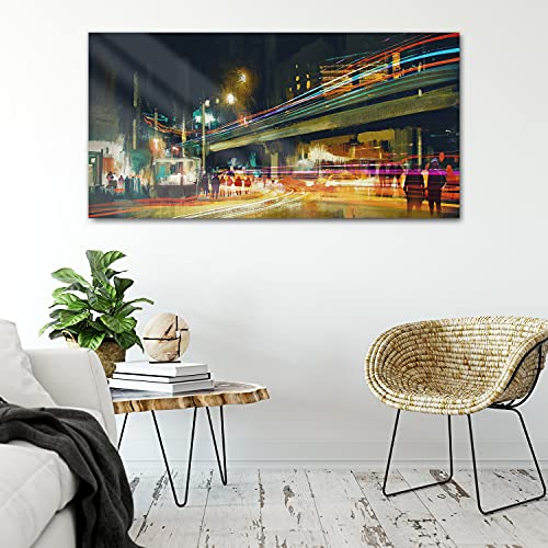 Image sur verre 100x50cm City Night Streets pour déco murale de salon - 4