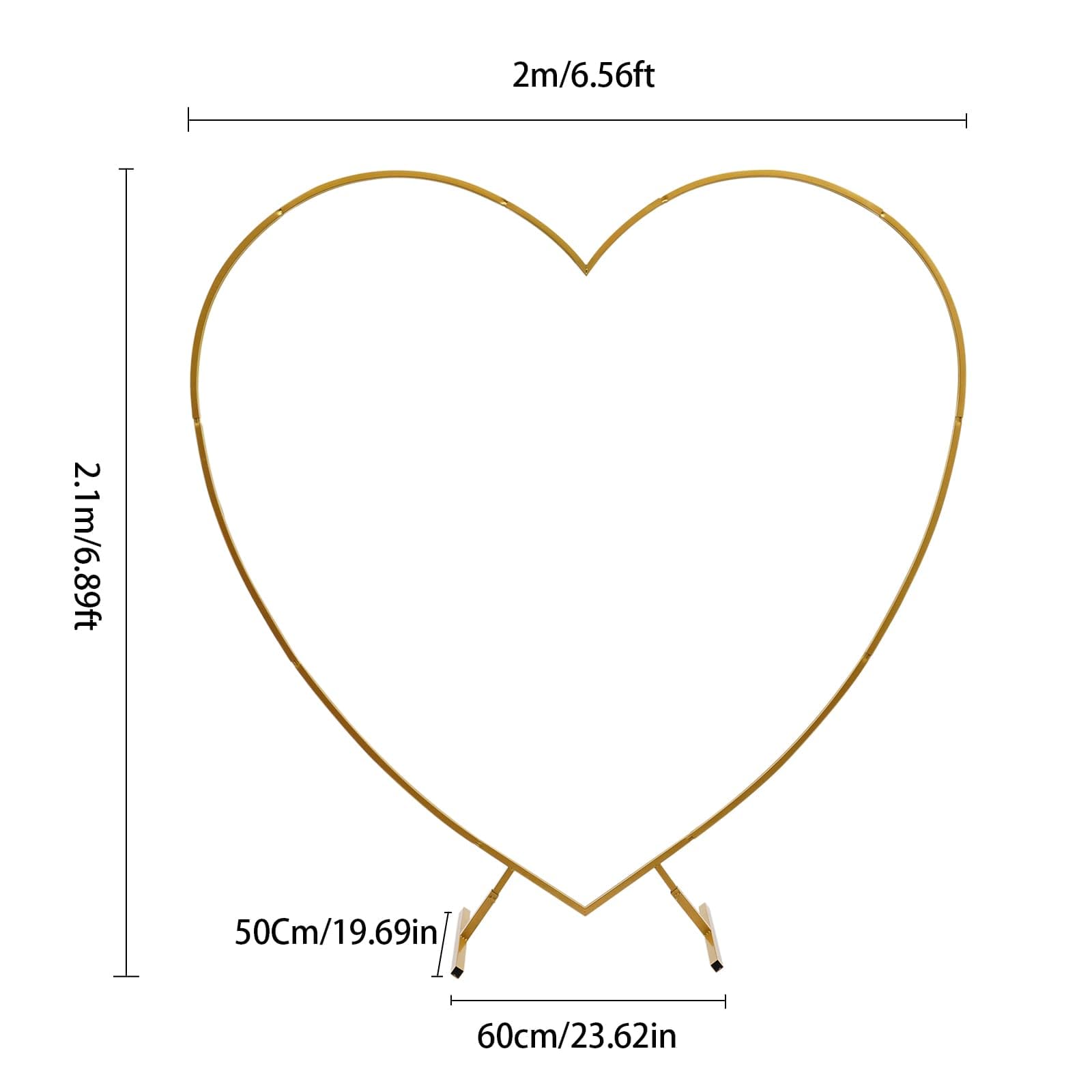 Metalowy łuk balonowy/kwiatowy na wesele, stojak na łuk w kształcie serca, szer. 2 x wys. 2,1 m, dekoracja na wesela, przyjęcia urodzinowe, bankiety (złoty)