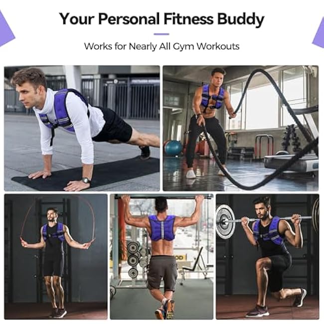 10LBS Weighted Vest for Women & Men with Reflective Stripe and Adjustable Buckle, Comfortable & Durable Rucking Vest for Walking, Running & Strength Training, purple