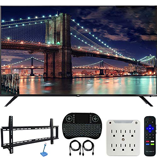 TCL 65R617 65-inch Class 6-Series 4K HDR Roku Smart TV Bundle with 37-70-inch