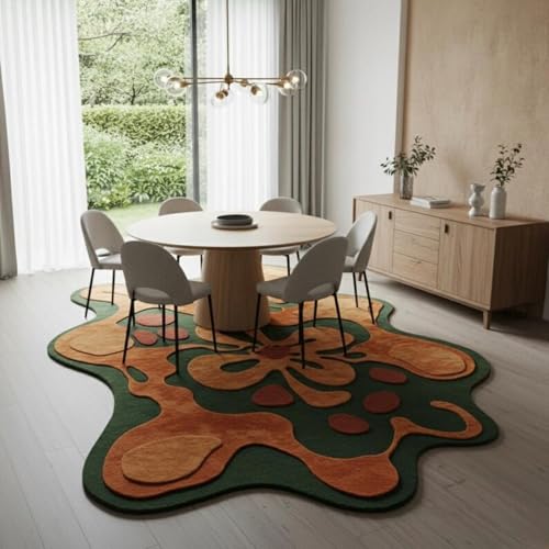 Image of Hand Made Tufted Carpet Premium Wool Abstract Irregular Design Non Slip Area Rug for Living Room Weight- |48 Pound|Size-8x11 Feet (96x132 Inch)